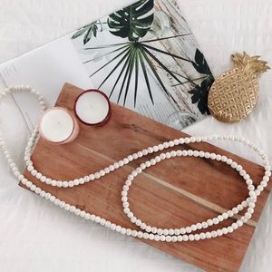 White Marble Long Double Wrap Necklace
